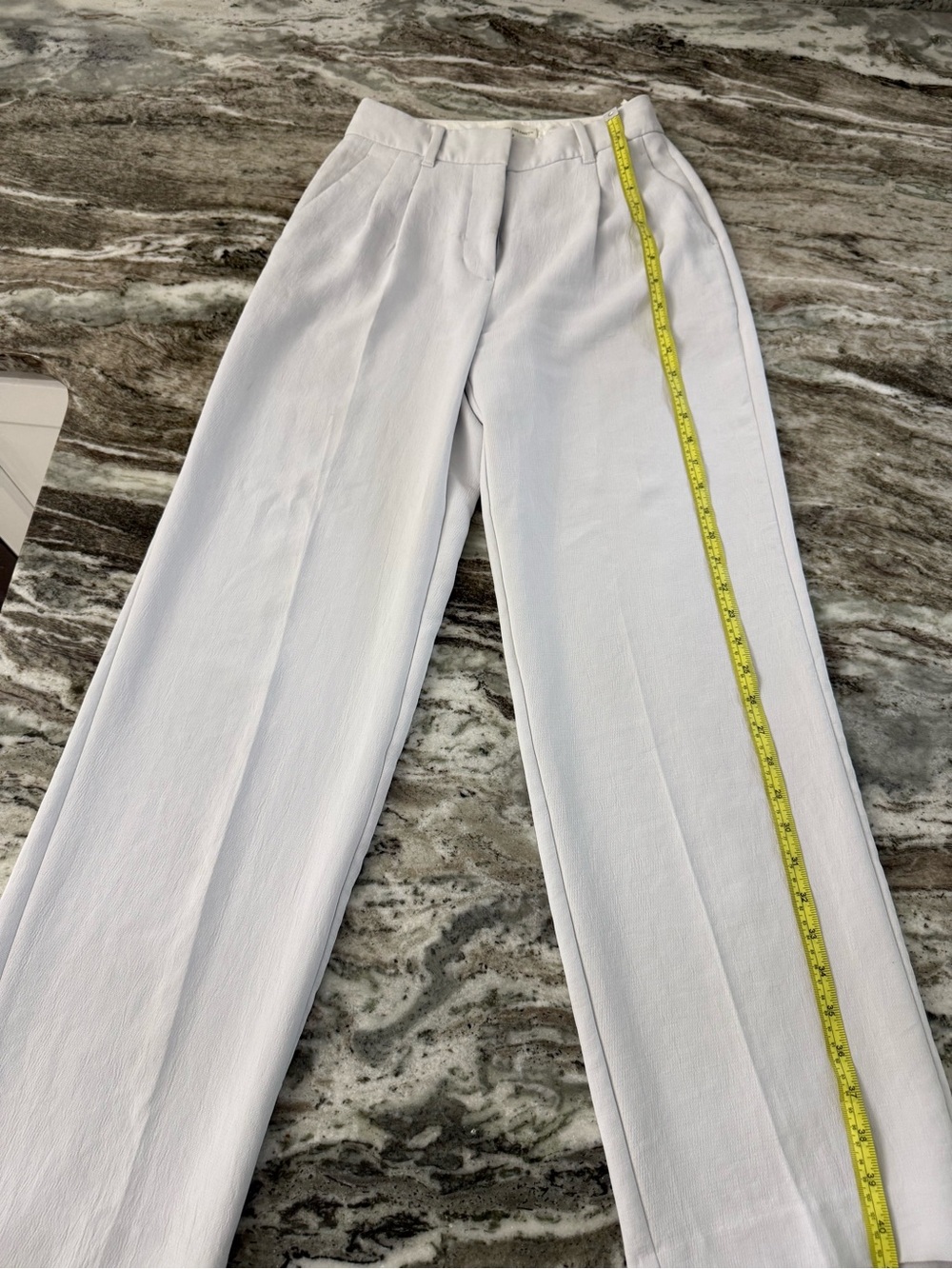 Aritzia White High-Rise Pleated Wide-Leg Trousers